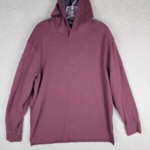 01.Algo Hoodie Mens XL Burgundy Performance Waffle Knit Moisture Wicking MK10095